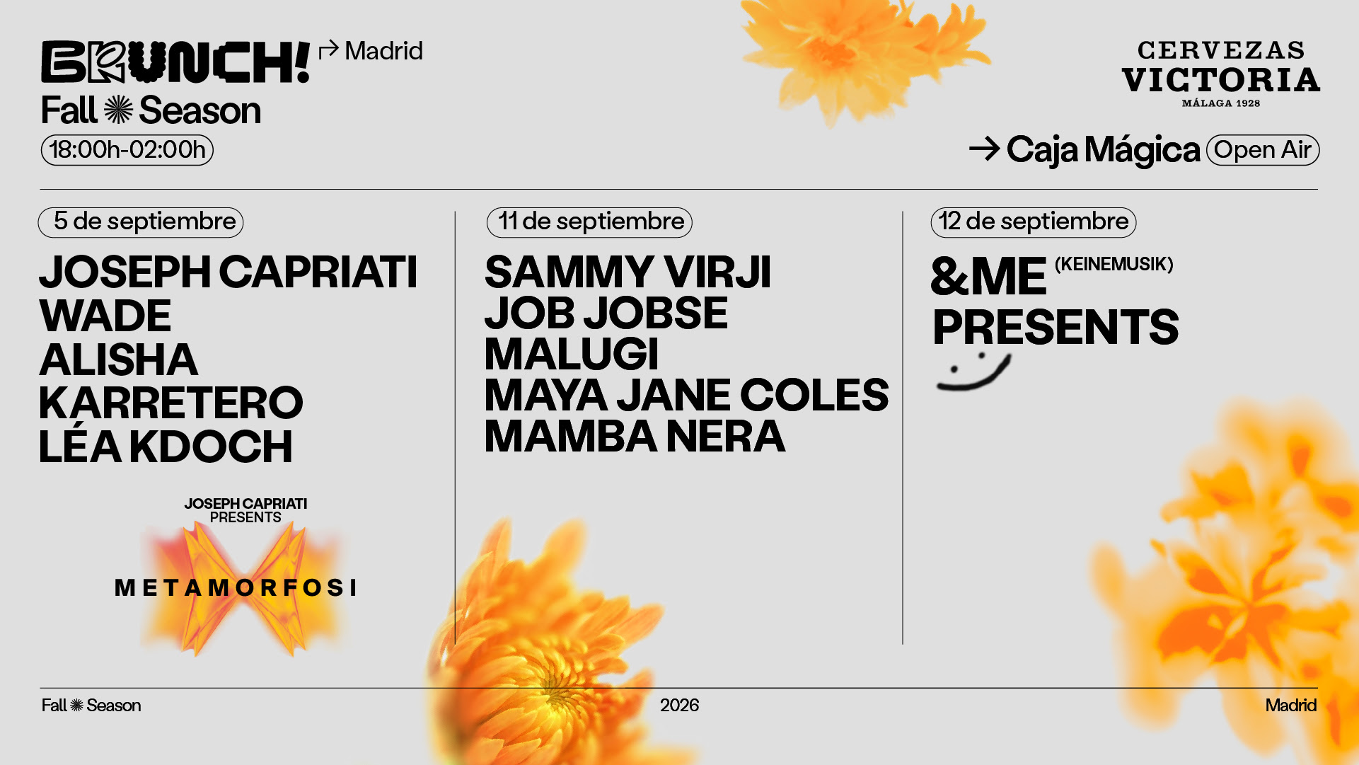 Brunch Electronik Madrid closes the season with three genre-spanning september shows at Caja Magica