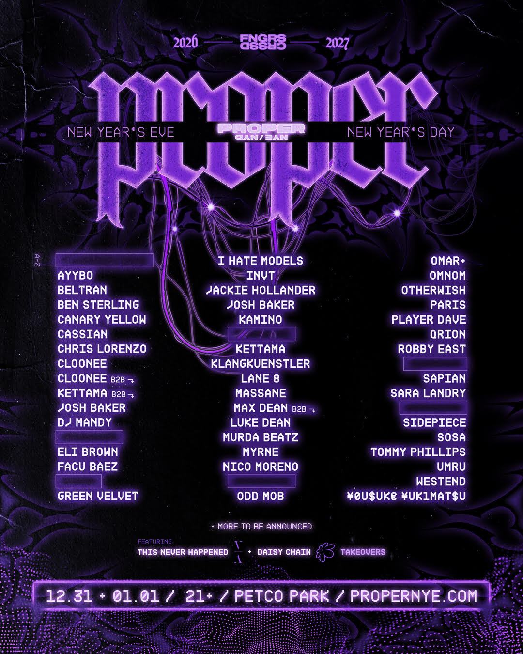 Fngrs Crssd Announces Proper Nye/Nyd 2026 Lineup