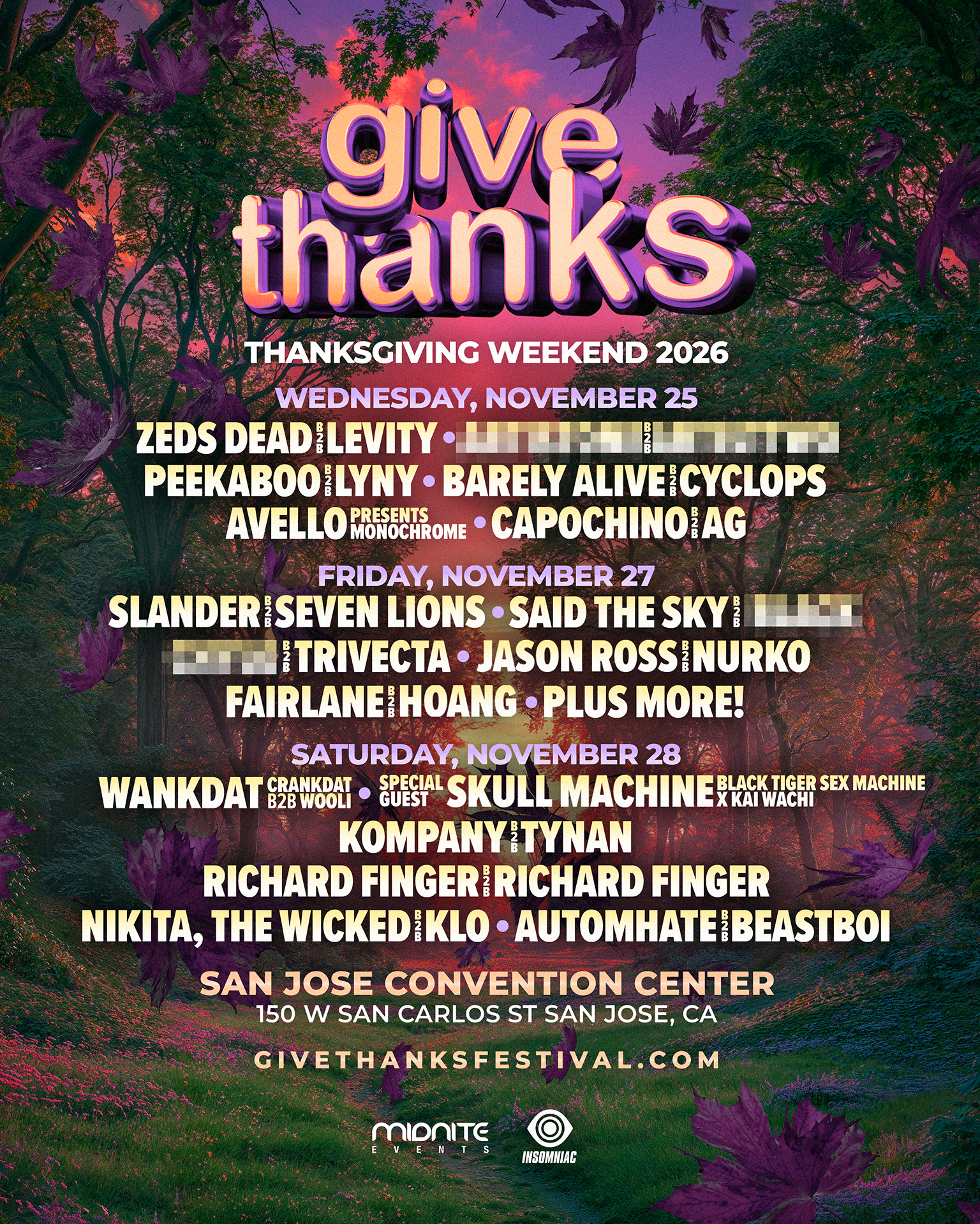 Give Thanks Festival Reveals Lineup For Landmark 2026 Edition in San Jose, 11/25 + 11/26 + 11/27
