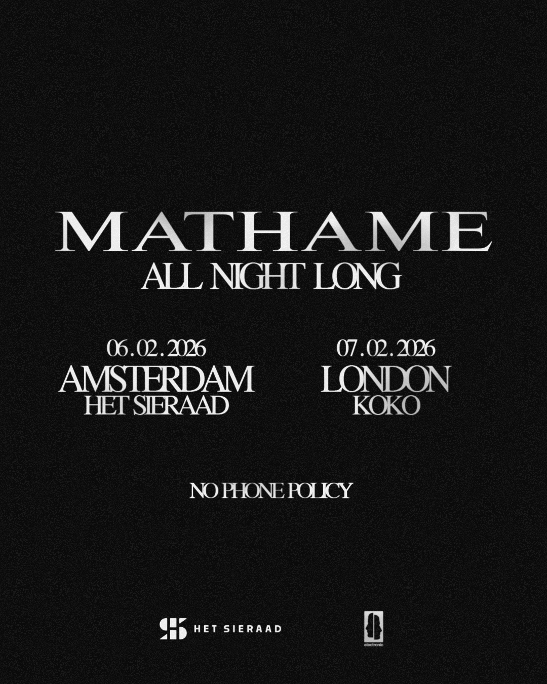 Mathame Bring Their Acclaimed No-Phone All-Night Shows to Amsterdam & London This February
