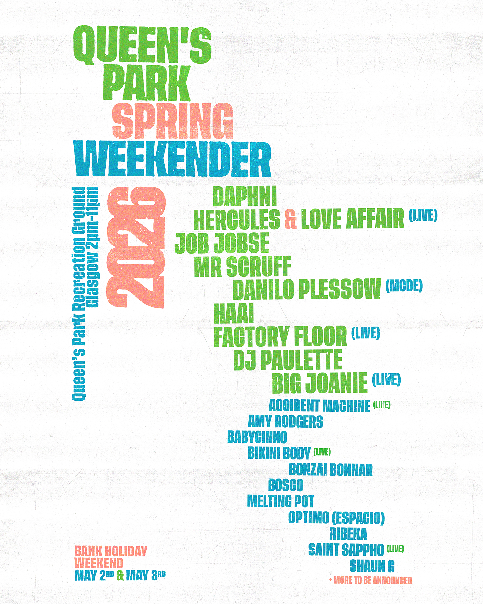 Queen’s Park Spring Weekender returns for 2026 with new JD Twitch Stage 