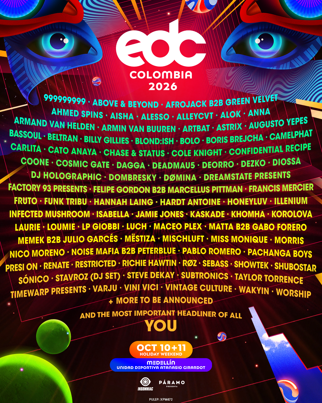 EDC Colombia Announces Lineup Over 80 Artists For Debut Edition, October 10-11, 2026