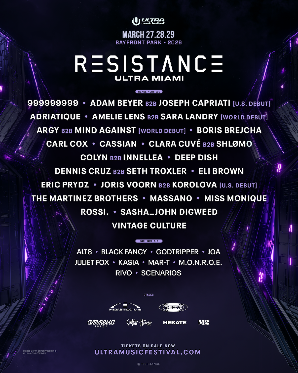 Ultra unveils RESISTANCE lineup: Dennis Cruz b2b Seth Troxler, Carl Cox, Sara Landry, Eric Prydz, & more