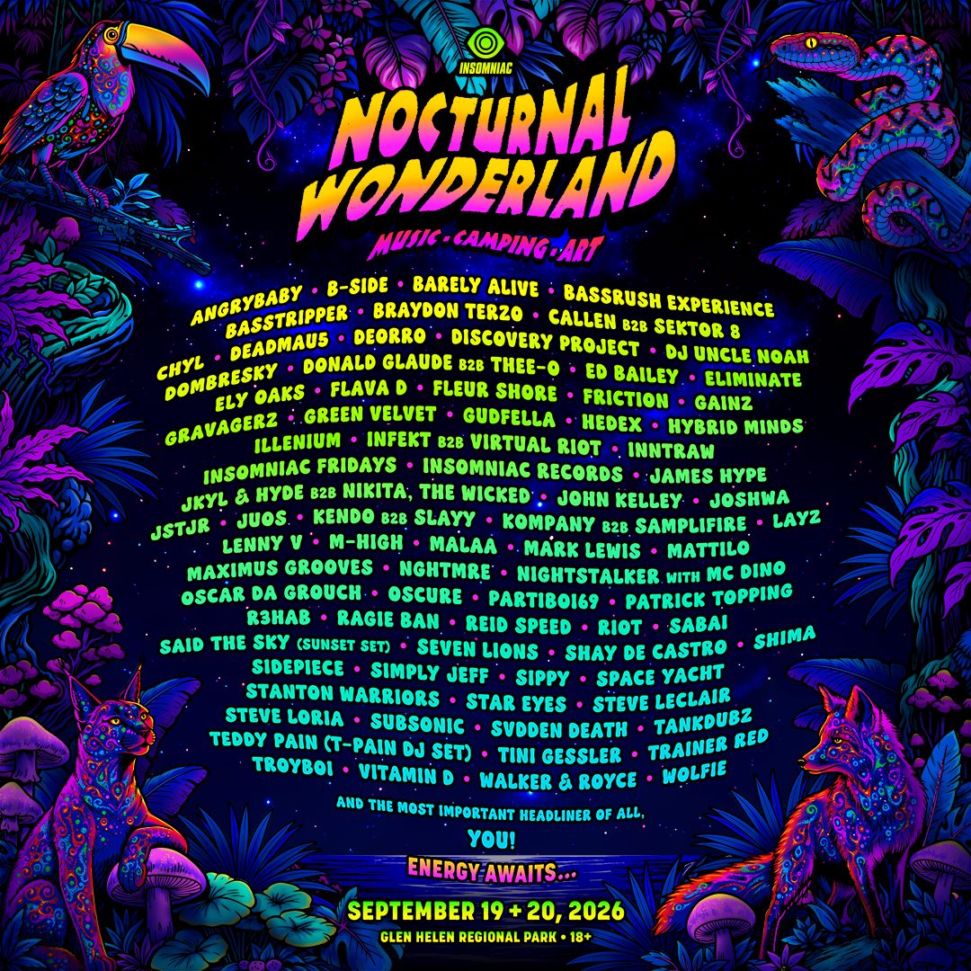 Nocturnal Wonderland Announces Over 80 Artists for 2026 Lineup