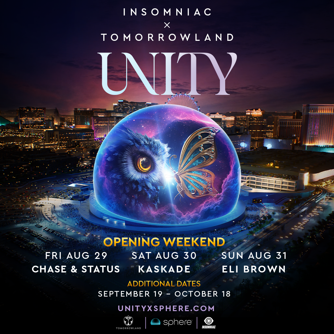 Insomniac & Tomorrowland reveal Chase & Status, Kaskade, and Eli Brown for Opening Weekend of Unity at Sphere in Las Vegas