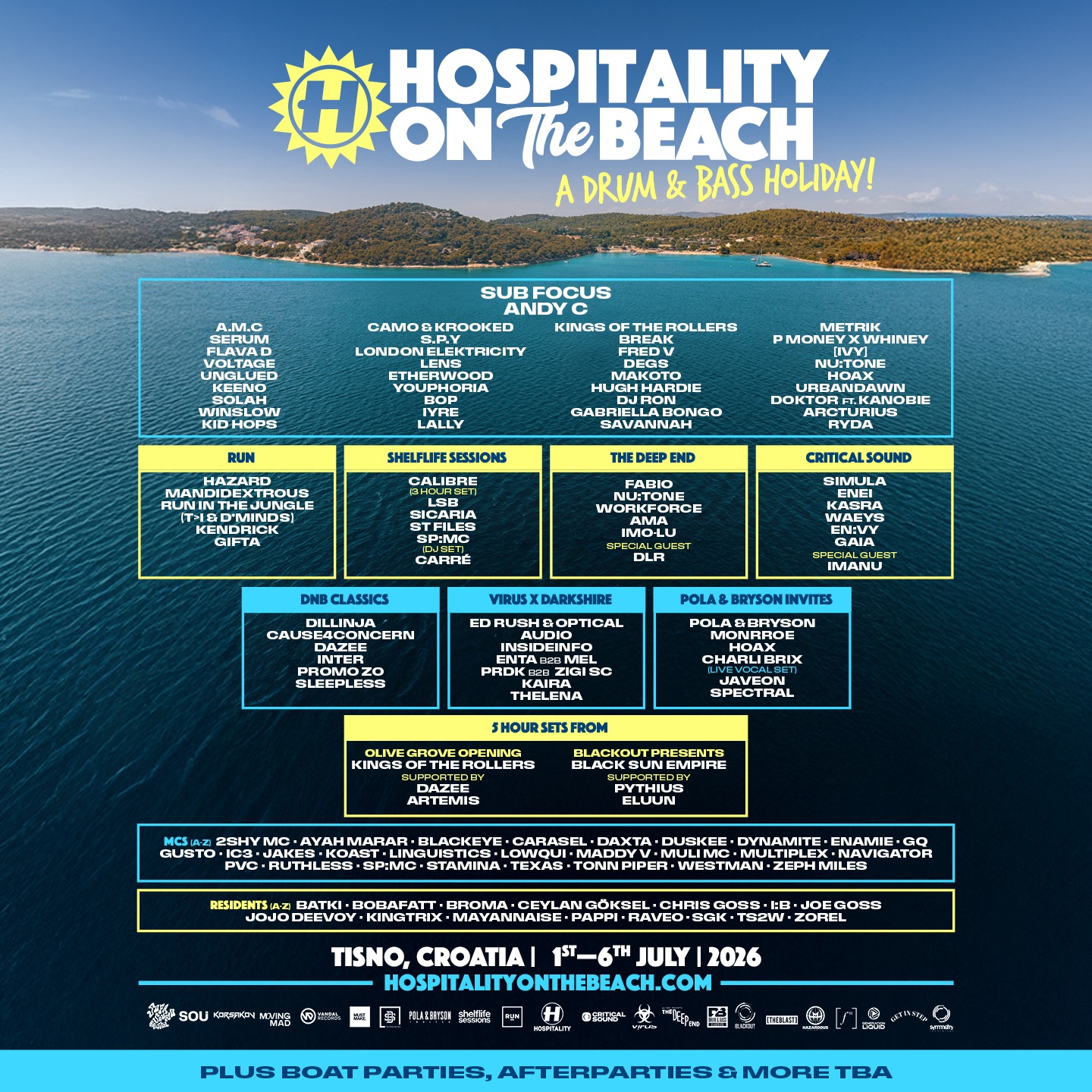 Hospitality on the Beach 2026 lineup - Celebrating 30 years of Hospital Records!