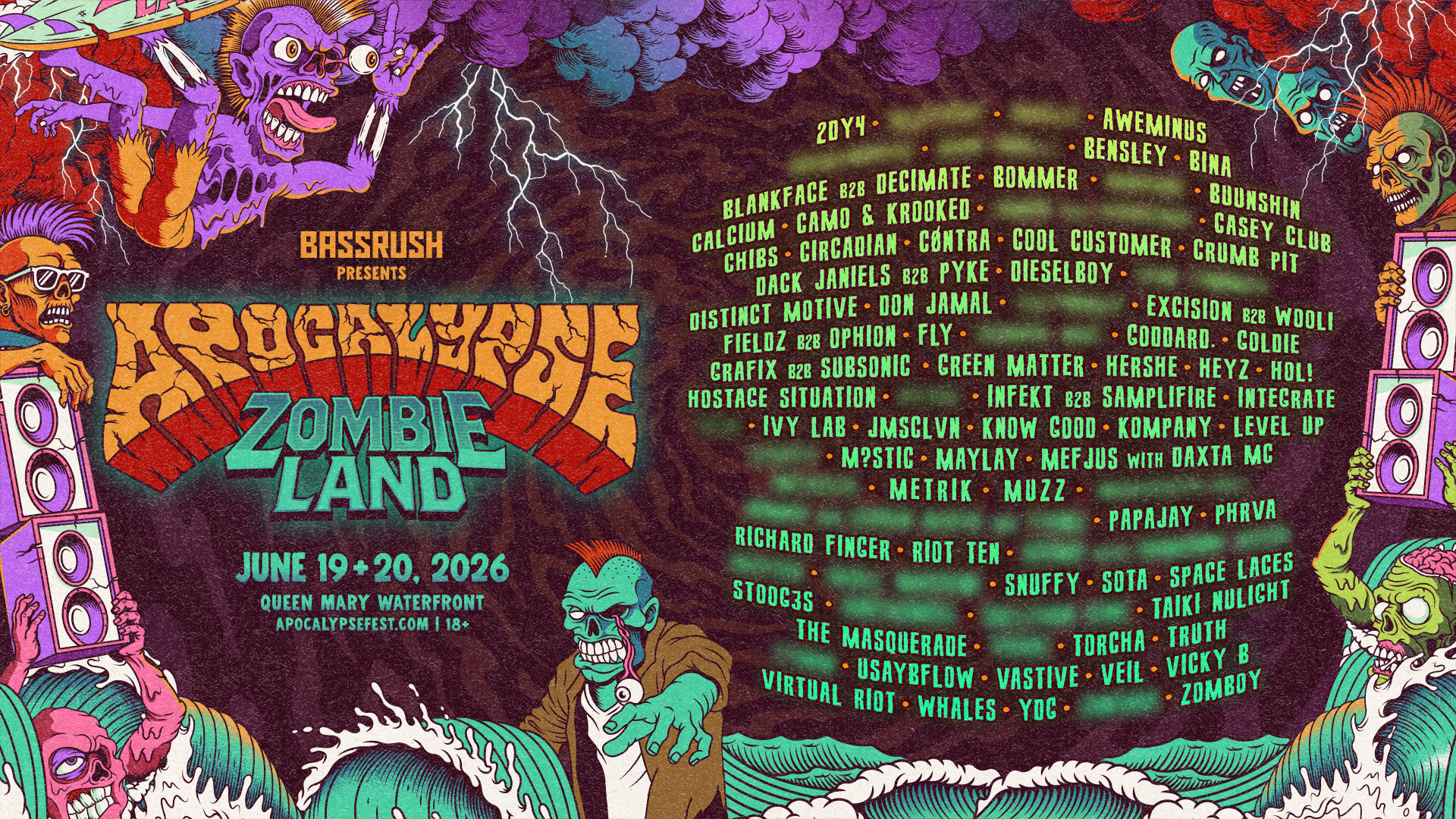 Apocalypse: Zombieland Unveils Phase One Lineup For 2026 Edition in Long Beach